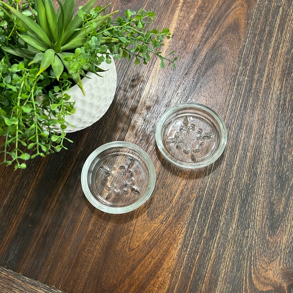 Vintage Princess House Fleur-De-Lis clear glass coaster 2 piece set SOLD